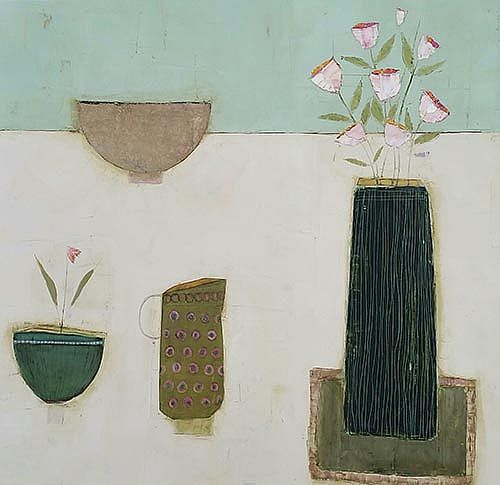 Eithne  Roberts - Two bowls green jug and dark vase